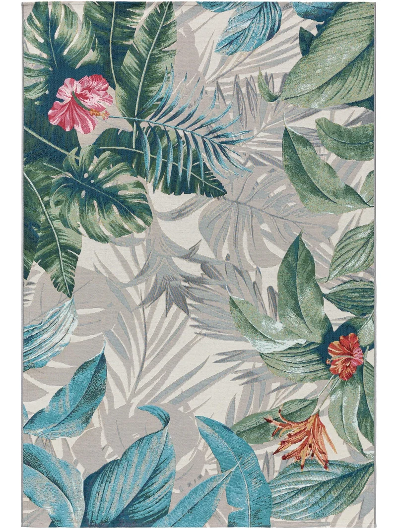 Tapis moderne motif feuille multicolore d'intérieur et d'extérieur 200x285 cm