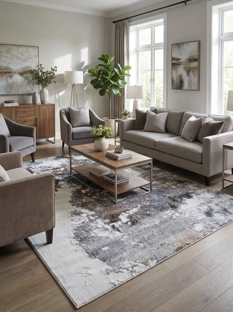 Tapis Design Gris & Marron - Capri N°01