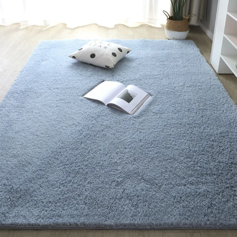 Tapis shaggy bleu canard