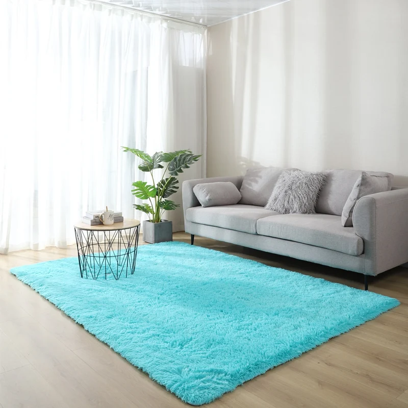 Tapis shaggy bleu
