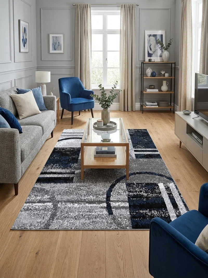 Tapis Moderne Gris & Bleu - Camden