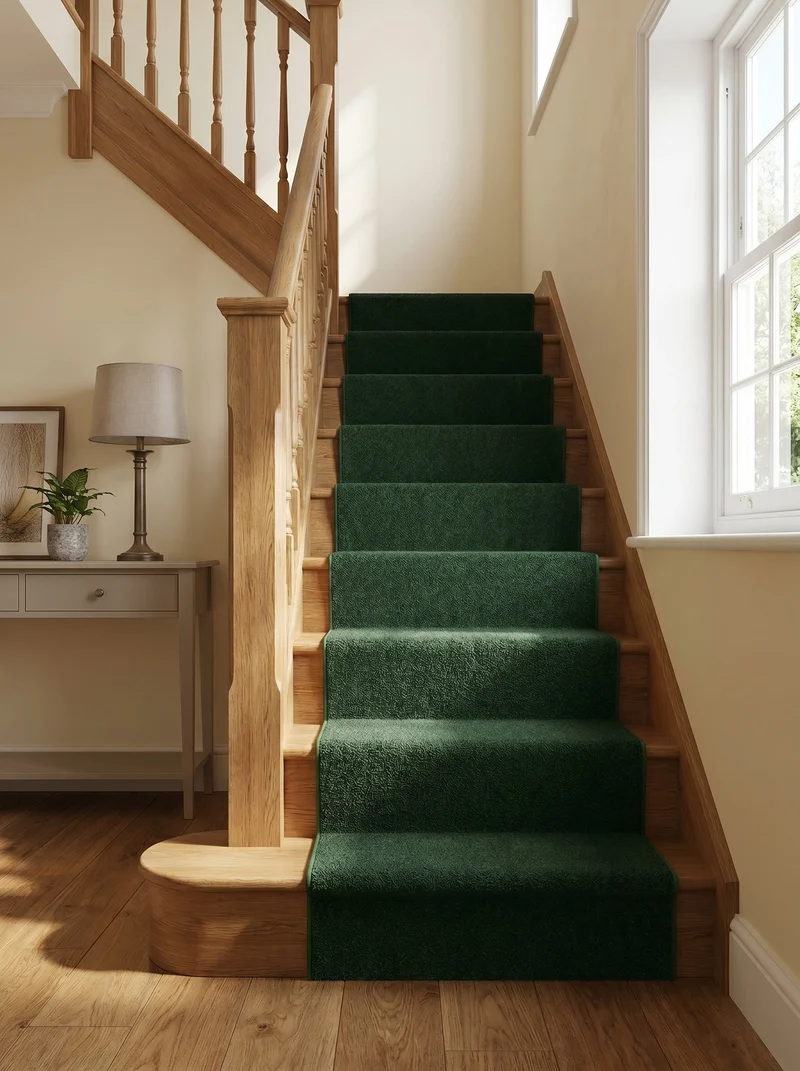 Tapis d'Escalier Uni Vert - Dante