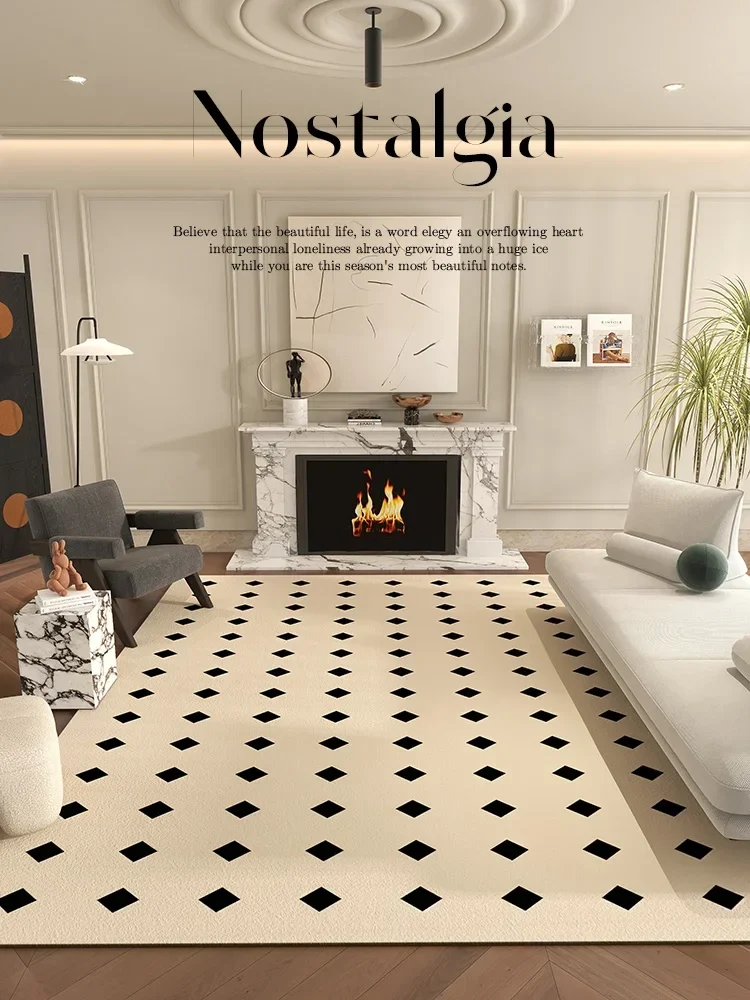 Tapis damier beige et noir