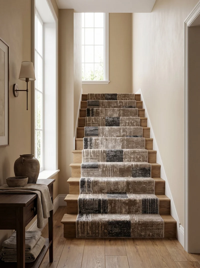 Tapis d'Escalier Vintage Marron et Beige - Torino