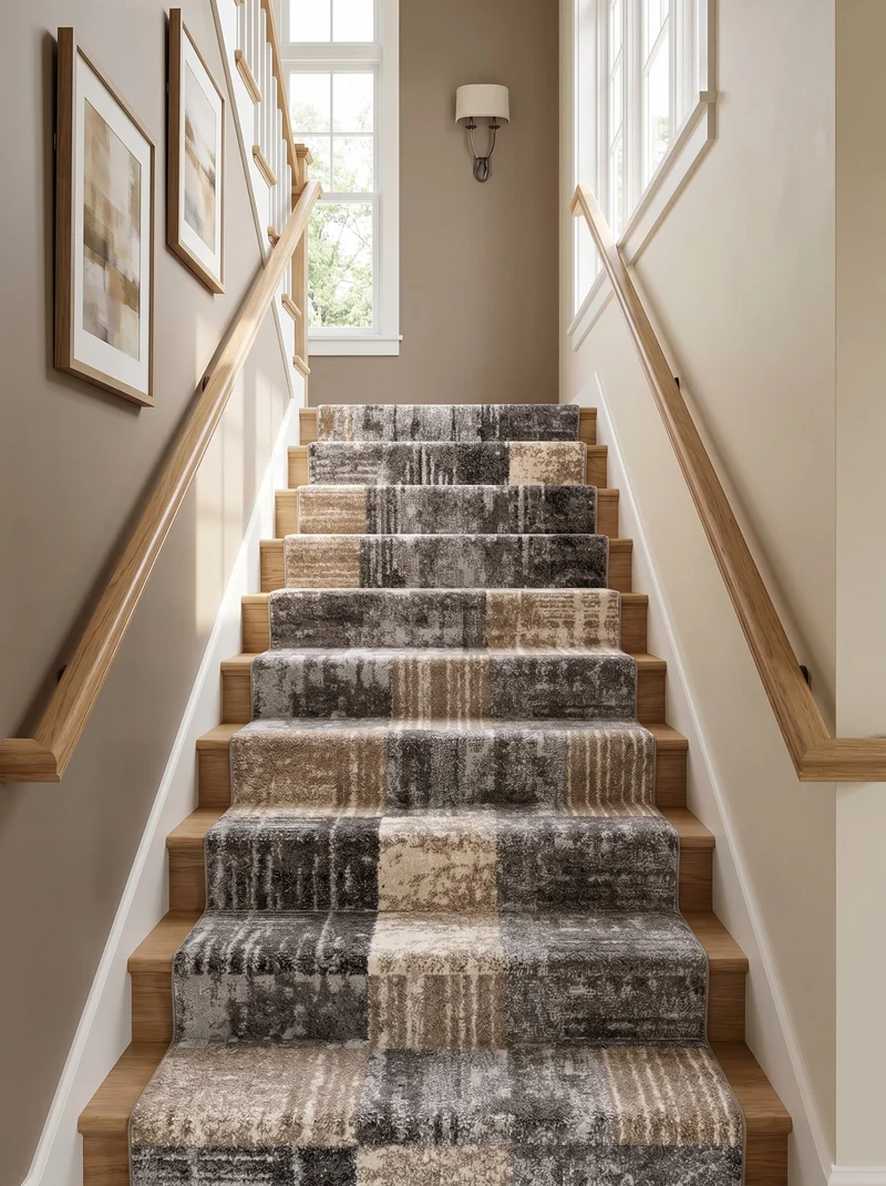 Tapis d'Escalier Vintage Gris et Beige - Torino