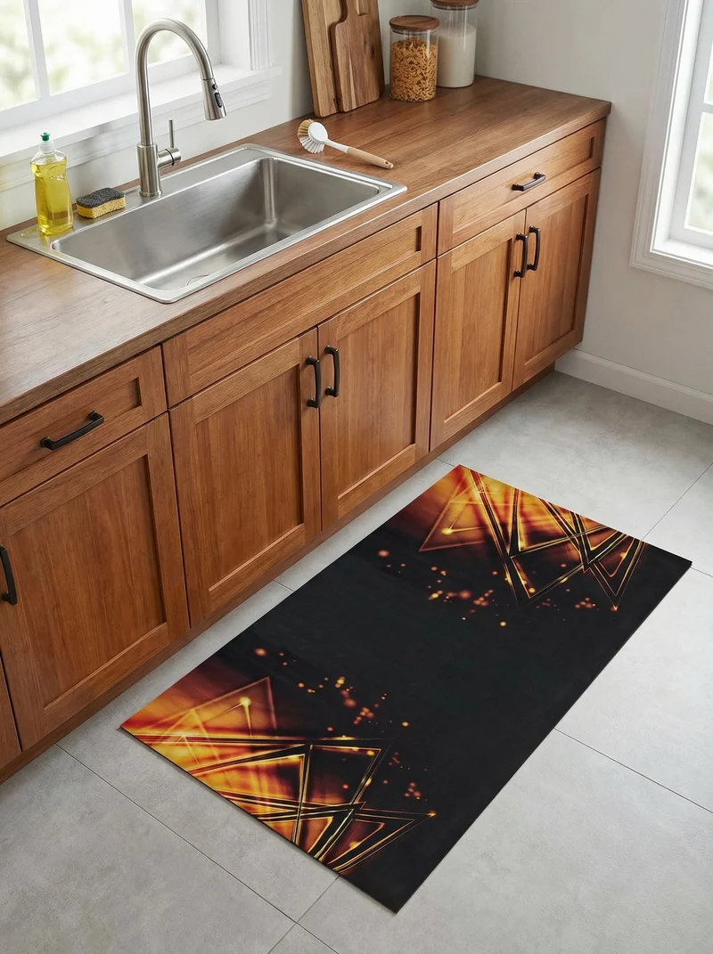 Tapis Cuisine Design Noir et Cuivre - Onyx