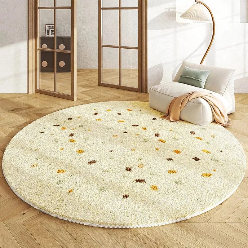 Tapis rond beige confettis