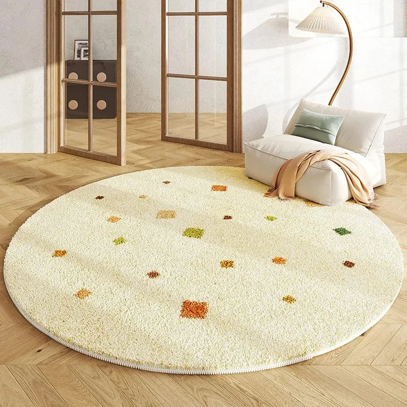 Tapis rond carrés colorés