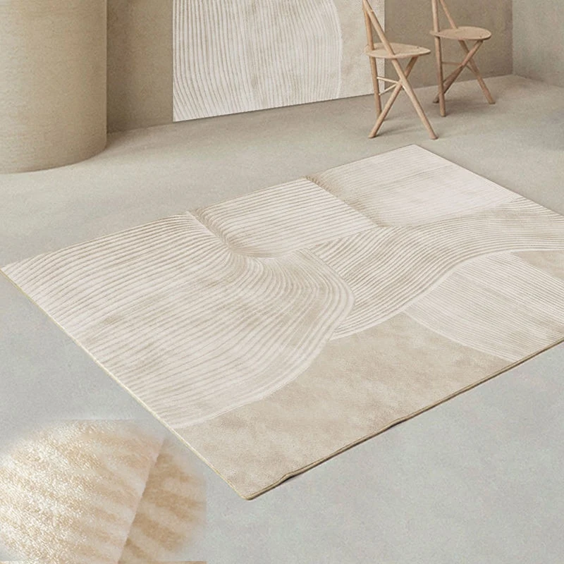 Tapis poils ras beige
