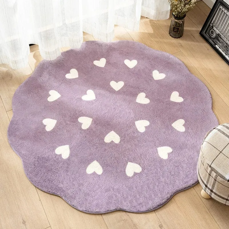 Tapis rond amour violet