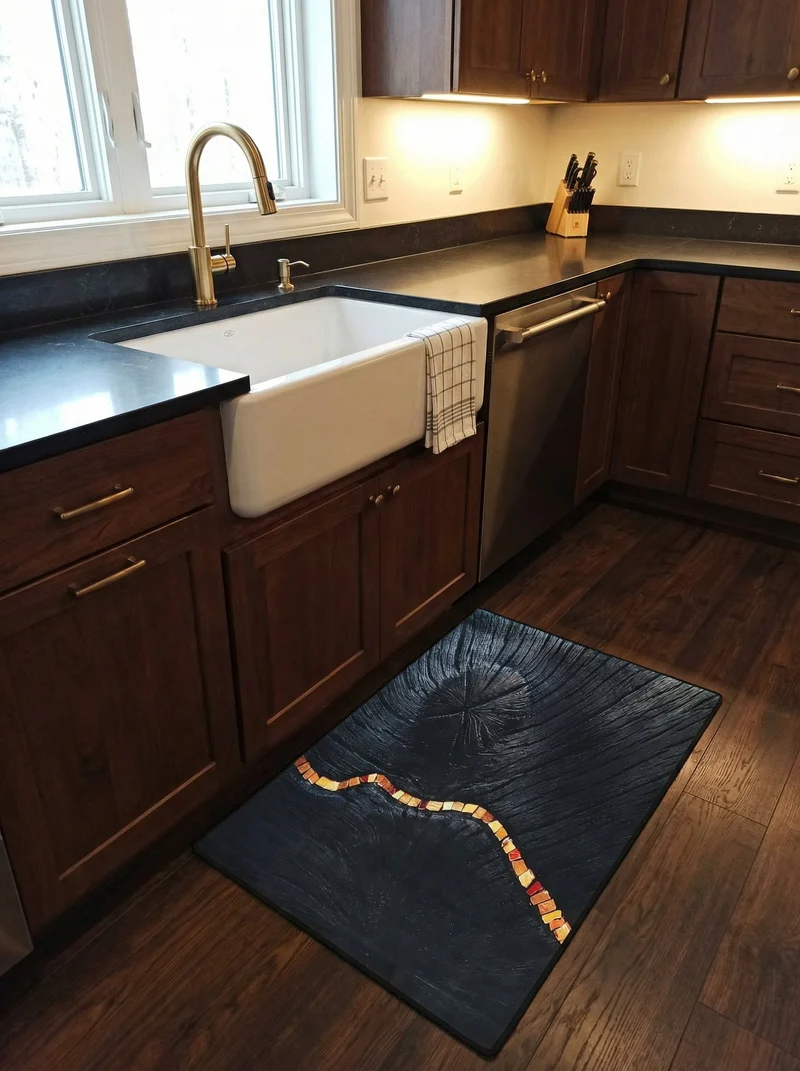 Tapis Cuisine Design Noir et Or 11 - Onyx