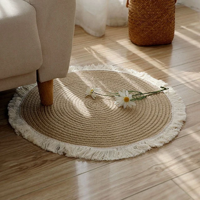Tapis rond toile de jute