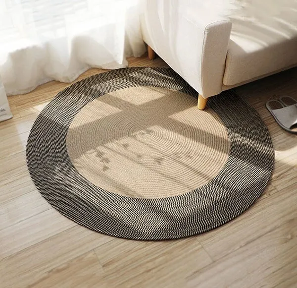 Tapis rond jute noir