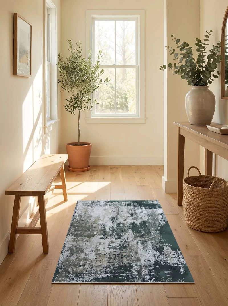 Tapis d'Entrée Vintage Vert et Gris - Terrazzo