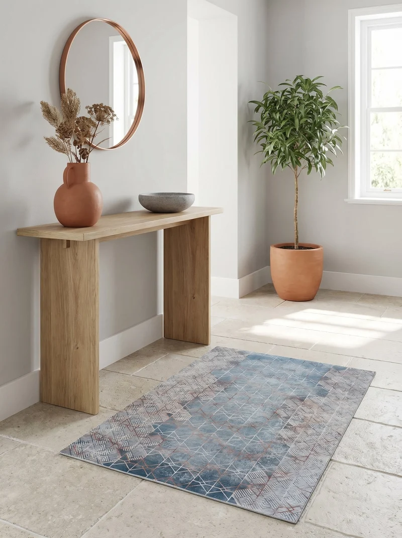 Tapis d'Entrée Vintage Bleu et Cuivre - Terrazzo