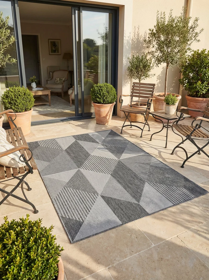Tapis Extérieur Géométrique Gris & Anthracite - Kalista
