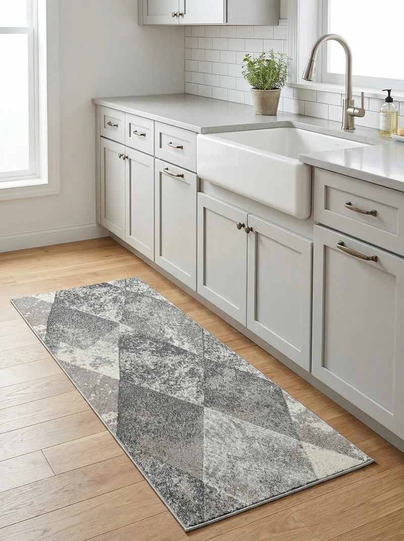 Tapis de Cuisine Géométrique Gris & Anthracite - Mirador