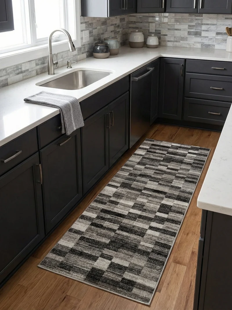 Tapis de Cuisine Moderne Gris et Beige - Torino