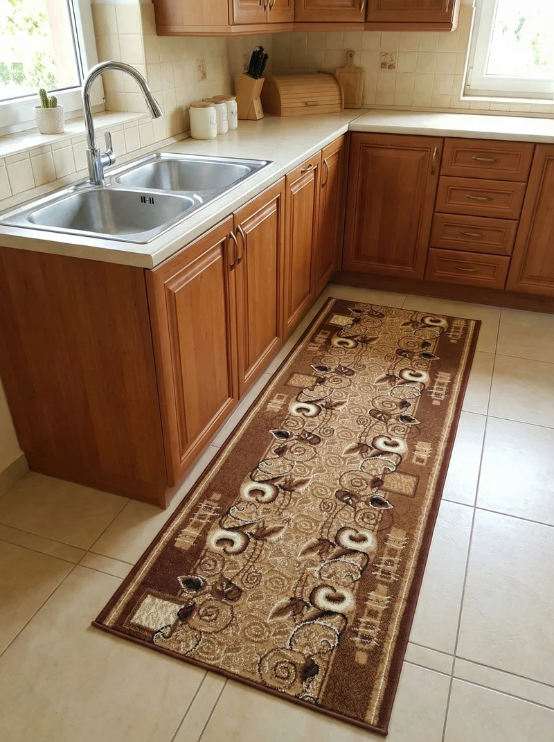 Tapis de Cuisine Moderne Beige & Marron - Valore