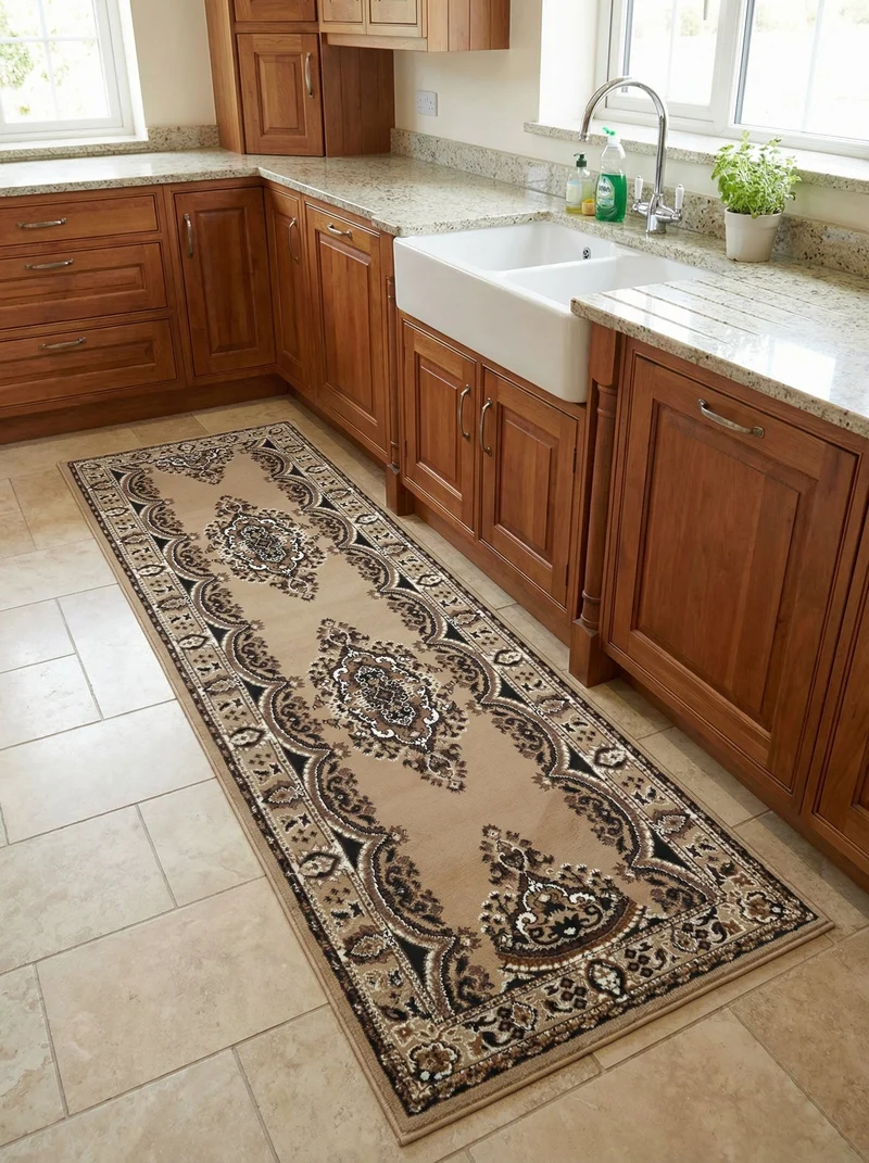 Tapis de Cuisine Oriental Caramel & Marron - Valore