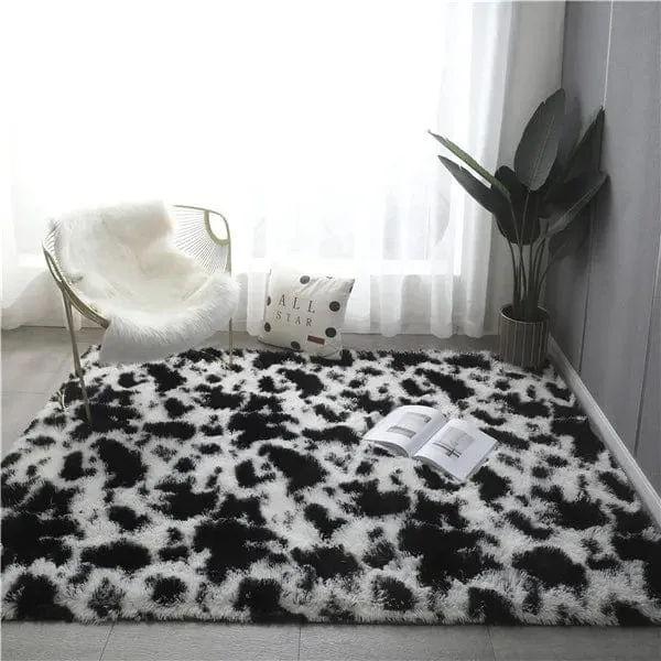 Tapis shaggy noir et blanc