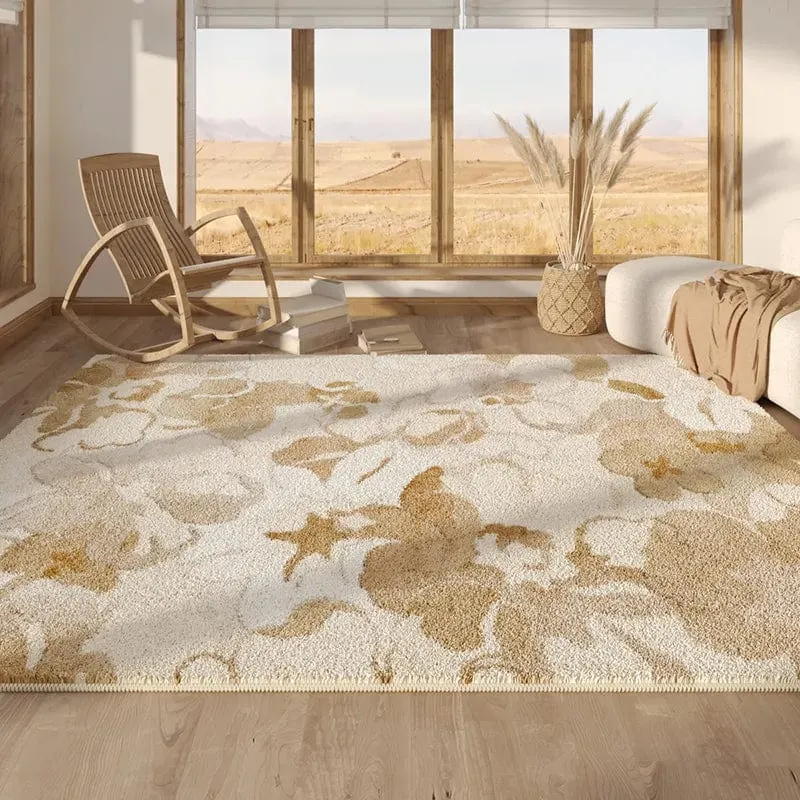 Tapis beige fleuri
