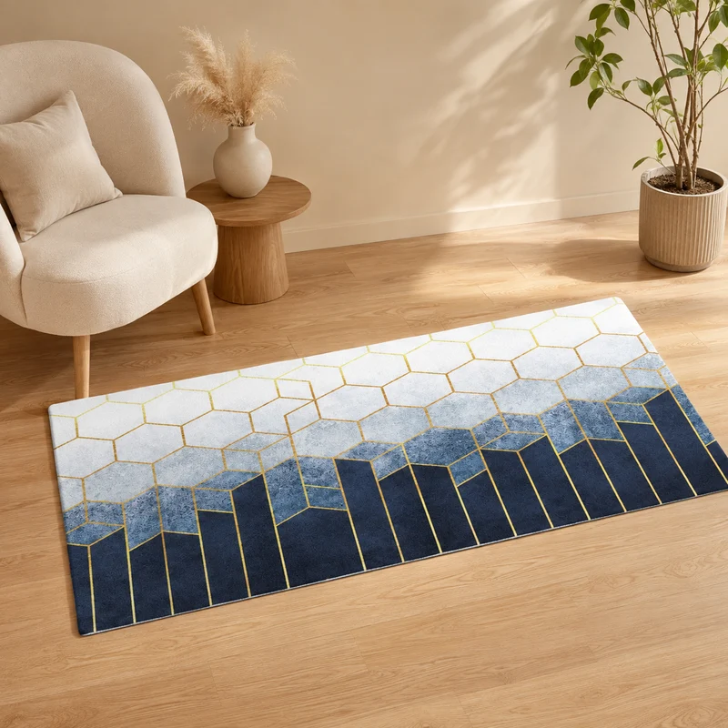 Tapis cuisine bleu