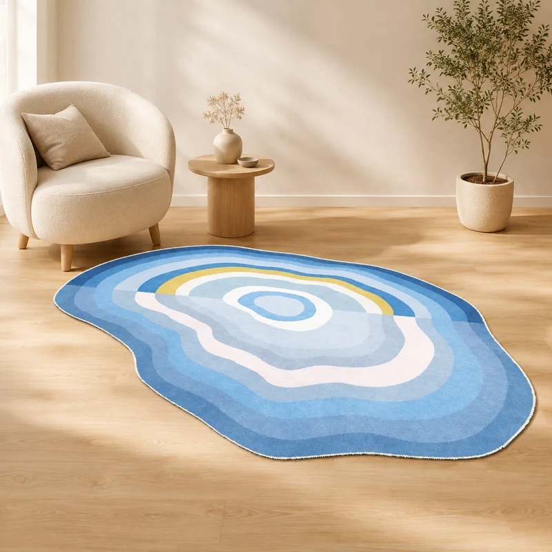Tapis rond bleu