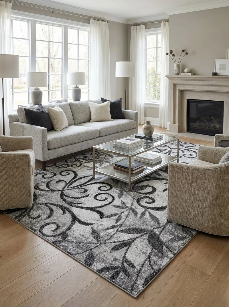 Tapis Vintage Gris et Crème - Torino N°21