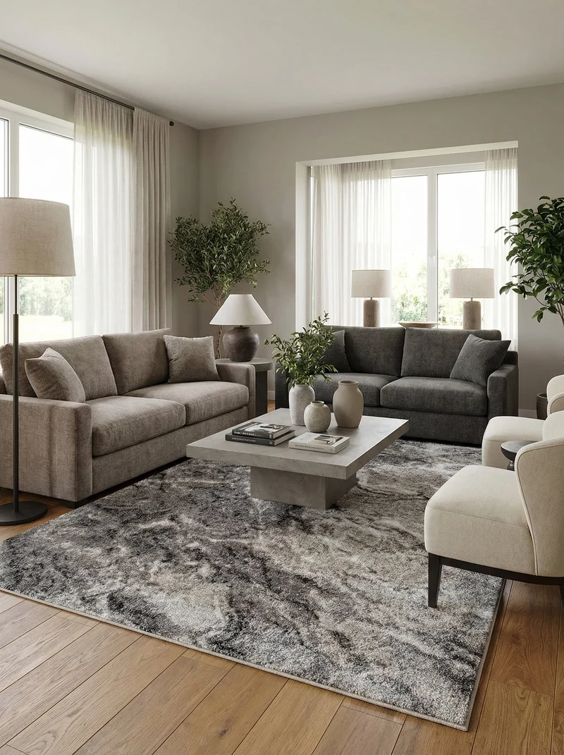 Tapis Moderne Gris et Crème - Torino N°19