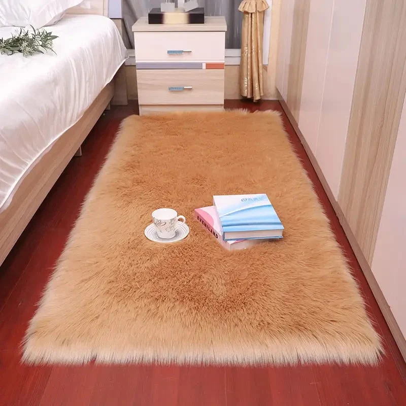 Tapis doux rectangulaire beige