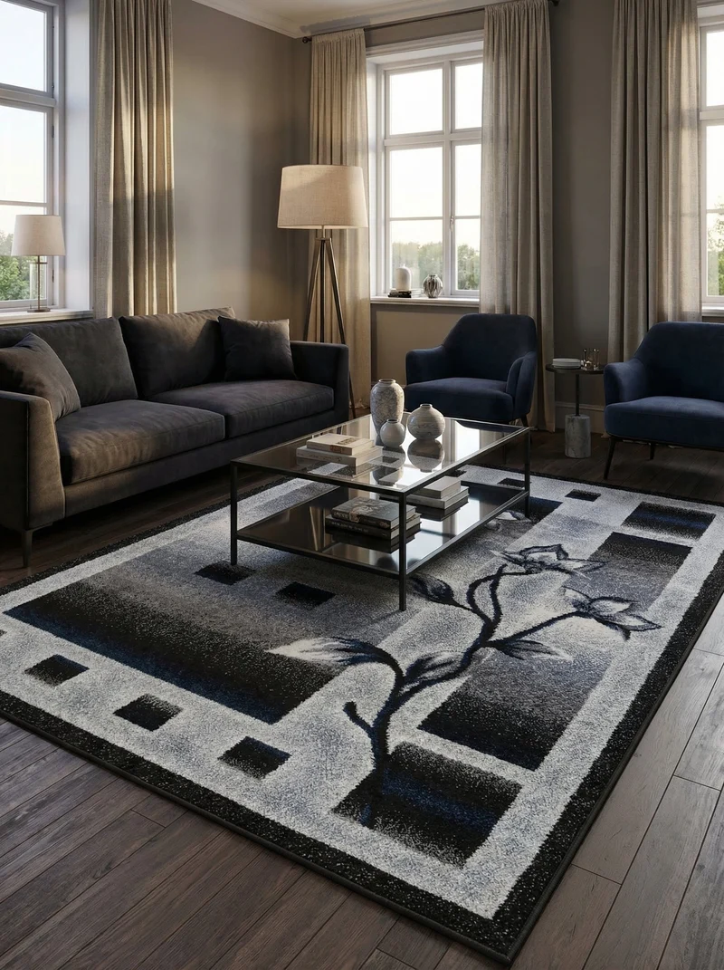 Tapis Moderne Gris et Bleu - Dante N°02