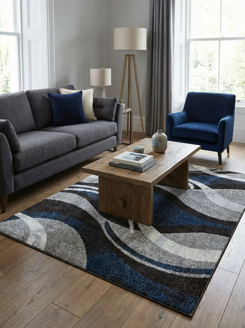 Tapis Moderne Gris et Bleu - Dante