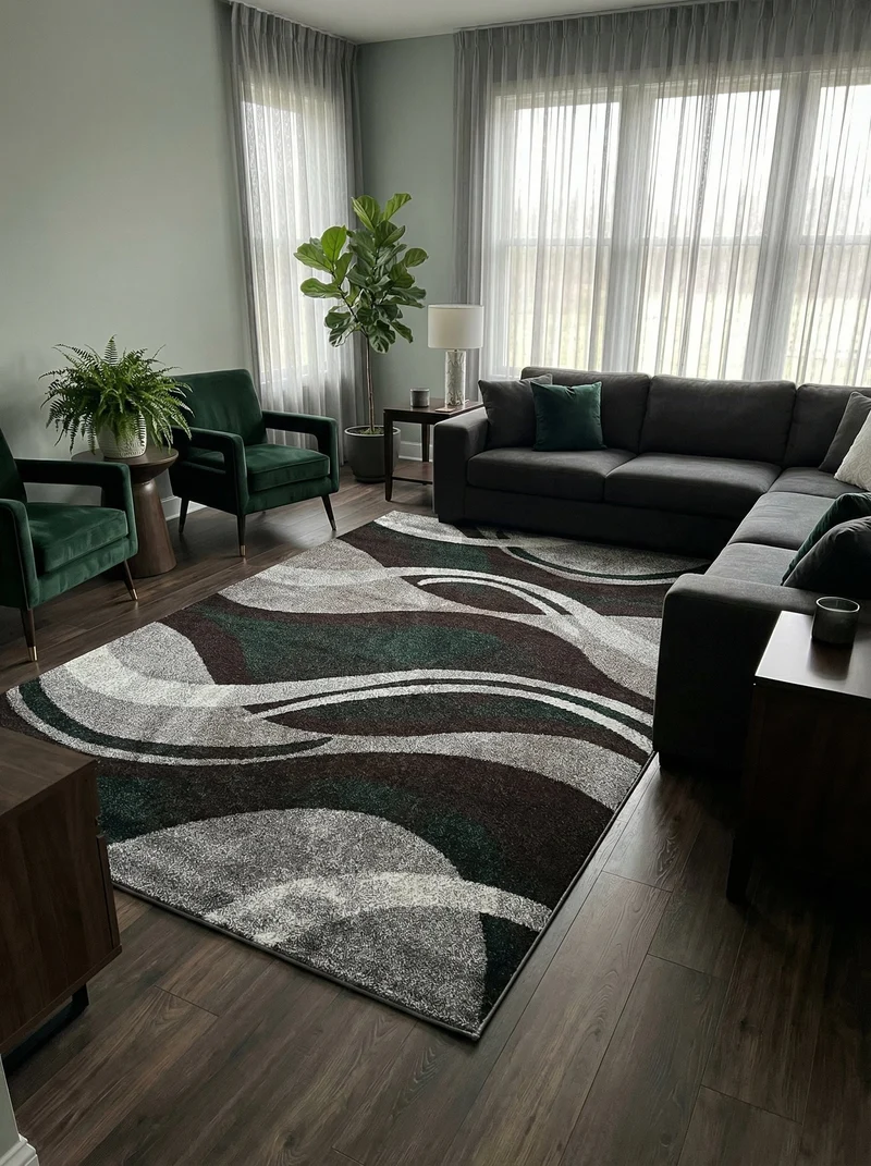 Tapis Moderne Gris et Vert - Dante