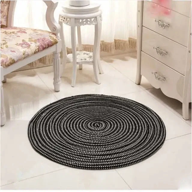 Tapis jute rond noir