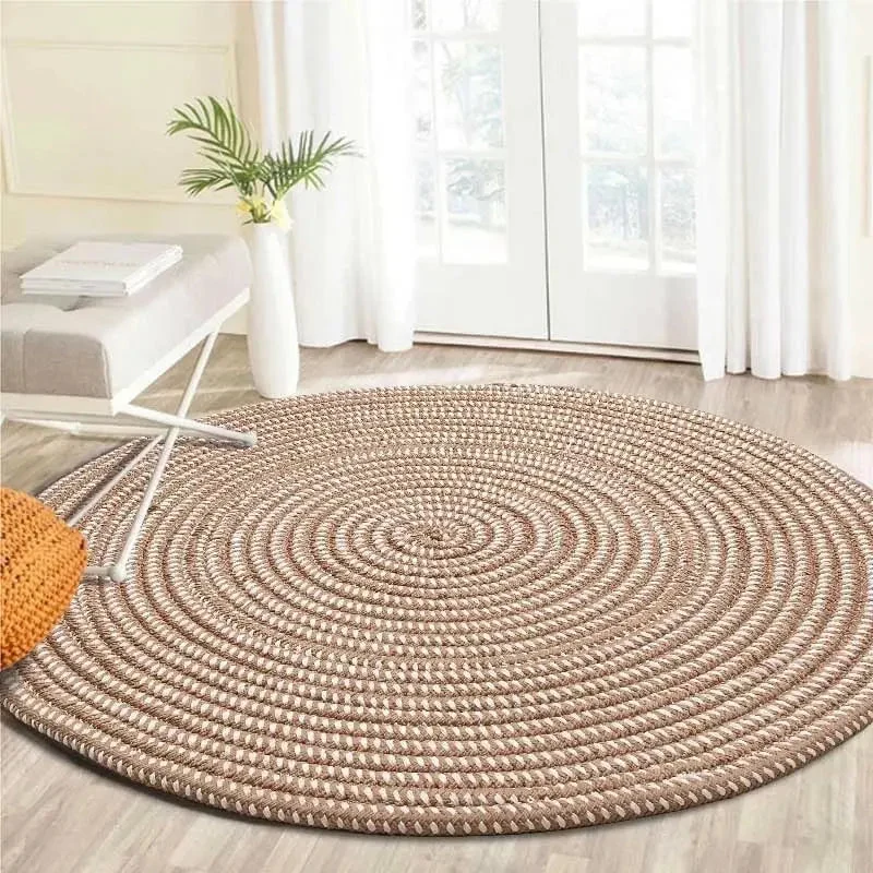 Tapis rond toile de jute beige