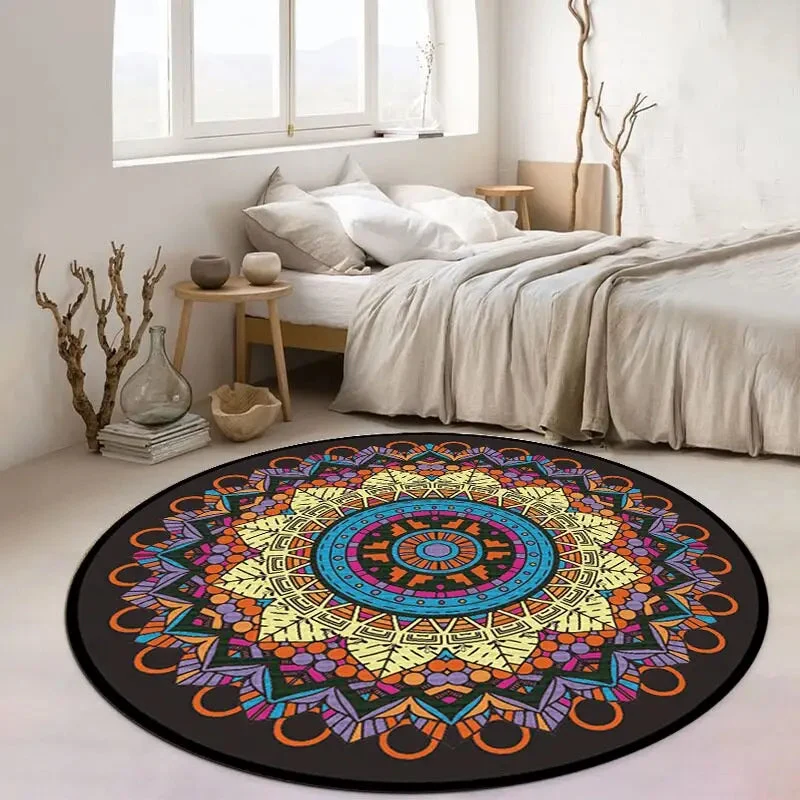 Tapis rond exotique coloré