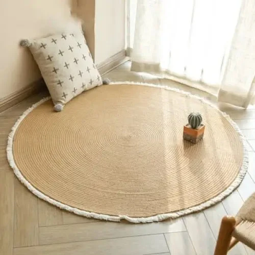 Tapis rond de jute uniforme