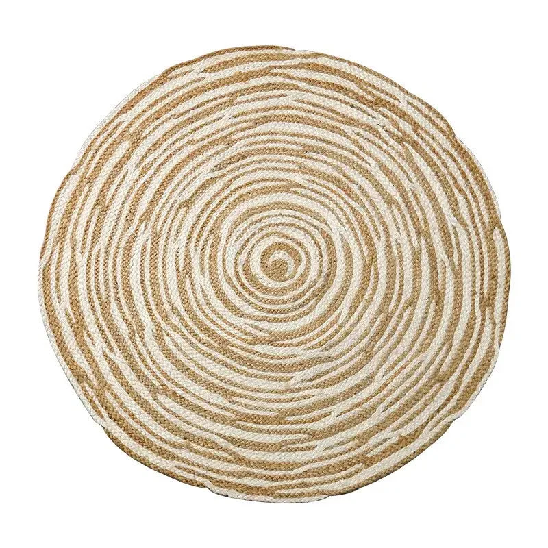 Tapis rond jute blanc