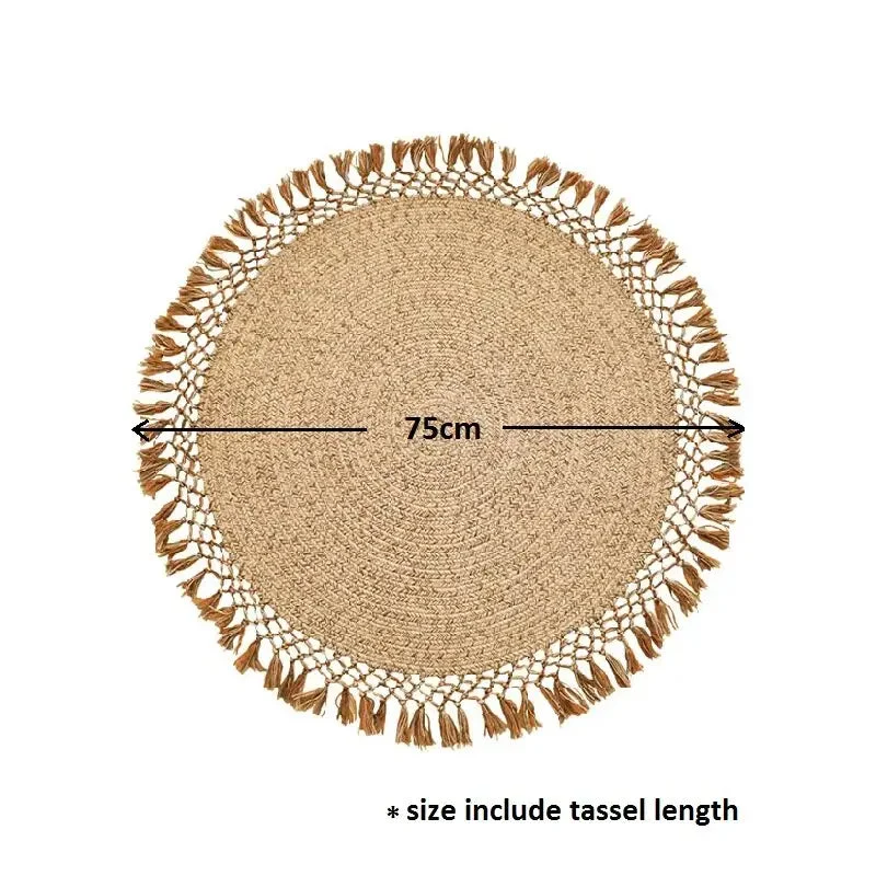 Tapis rond jute avec ficelle