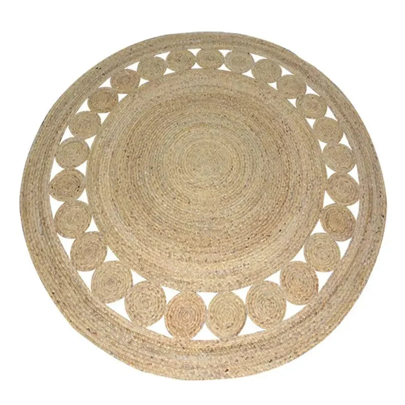 Tapis rond jute à motifs