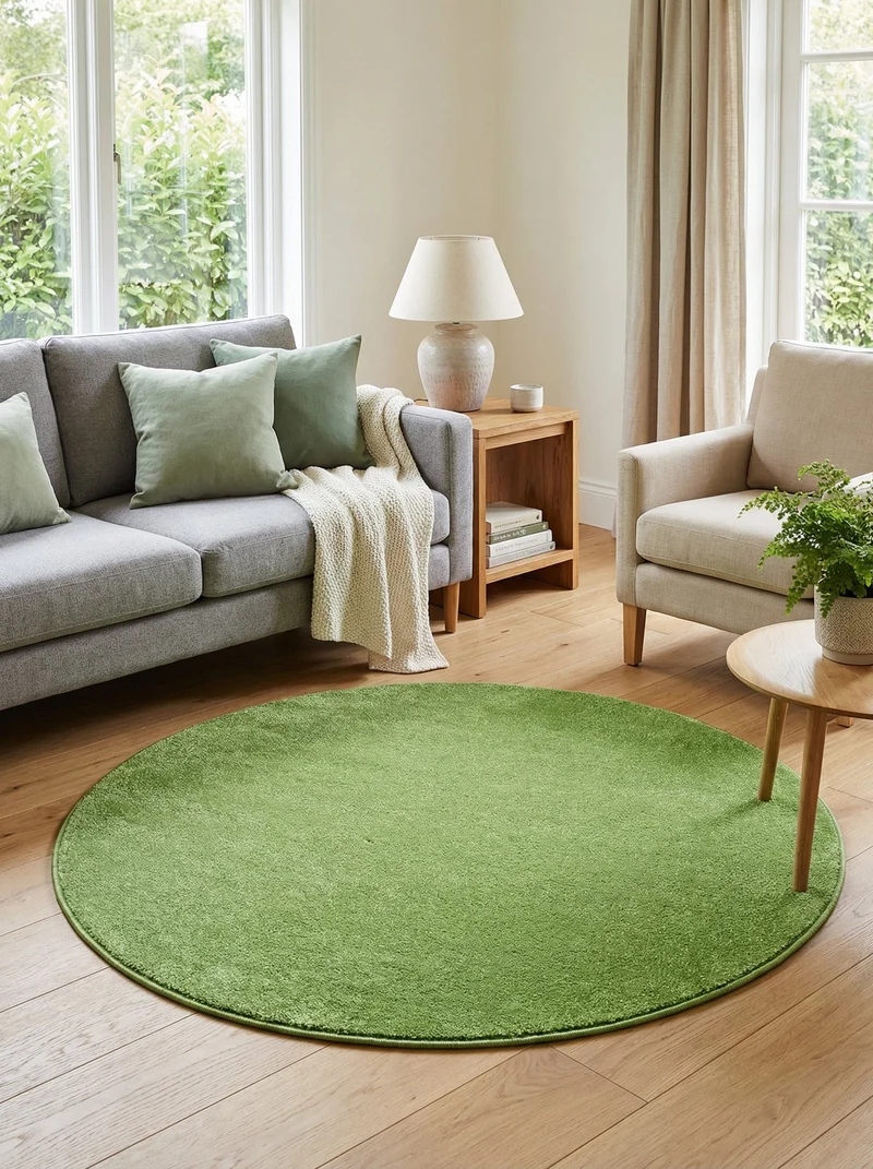 Tapis Rond Uni Vert - Ravello
