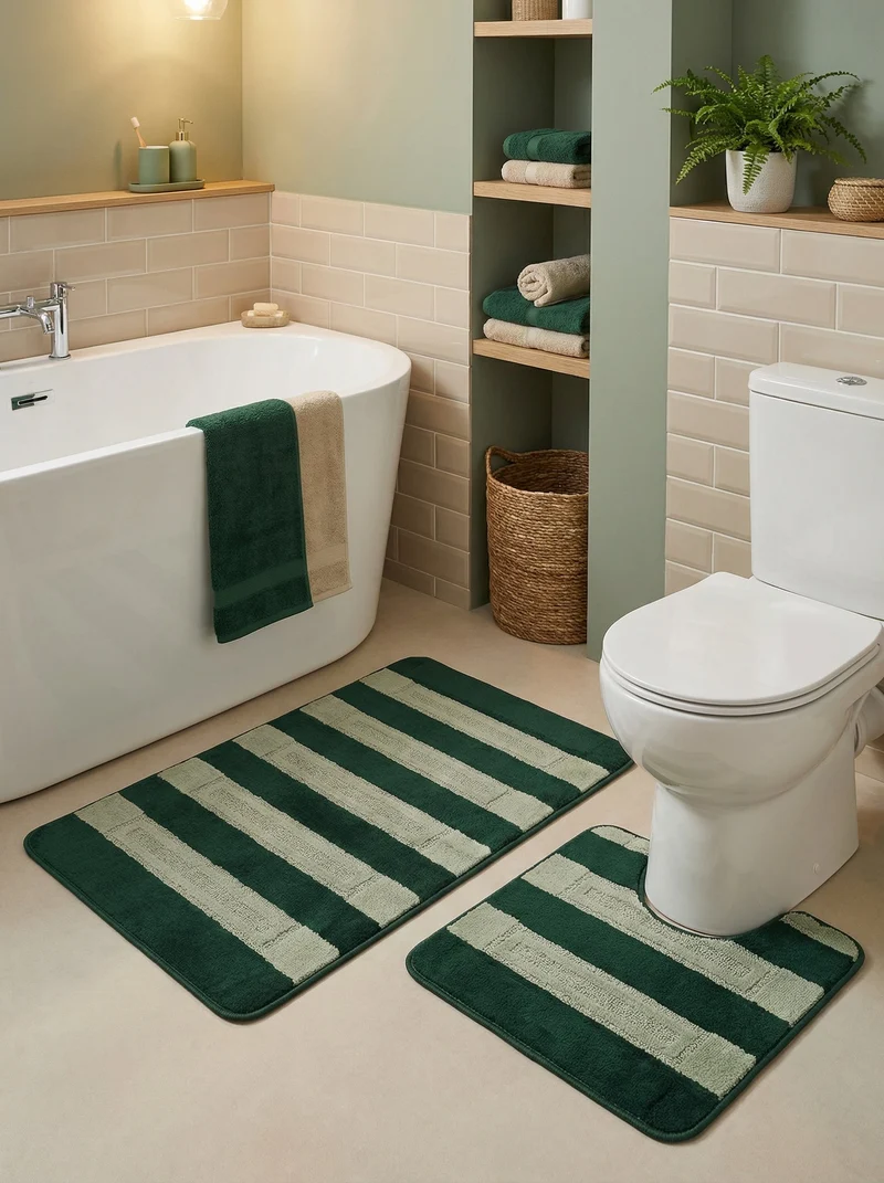 Kit Tapis de Bain Vert Sapin - Cordova