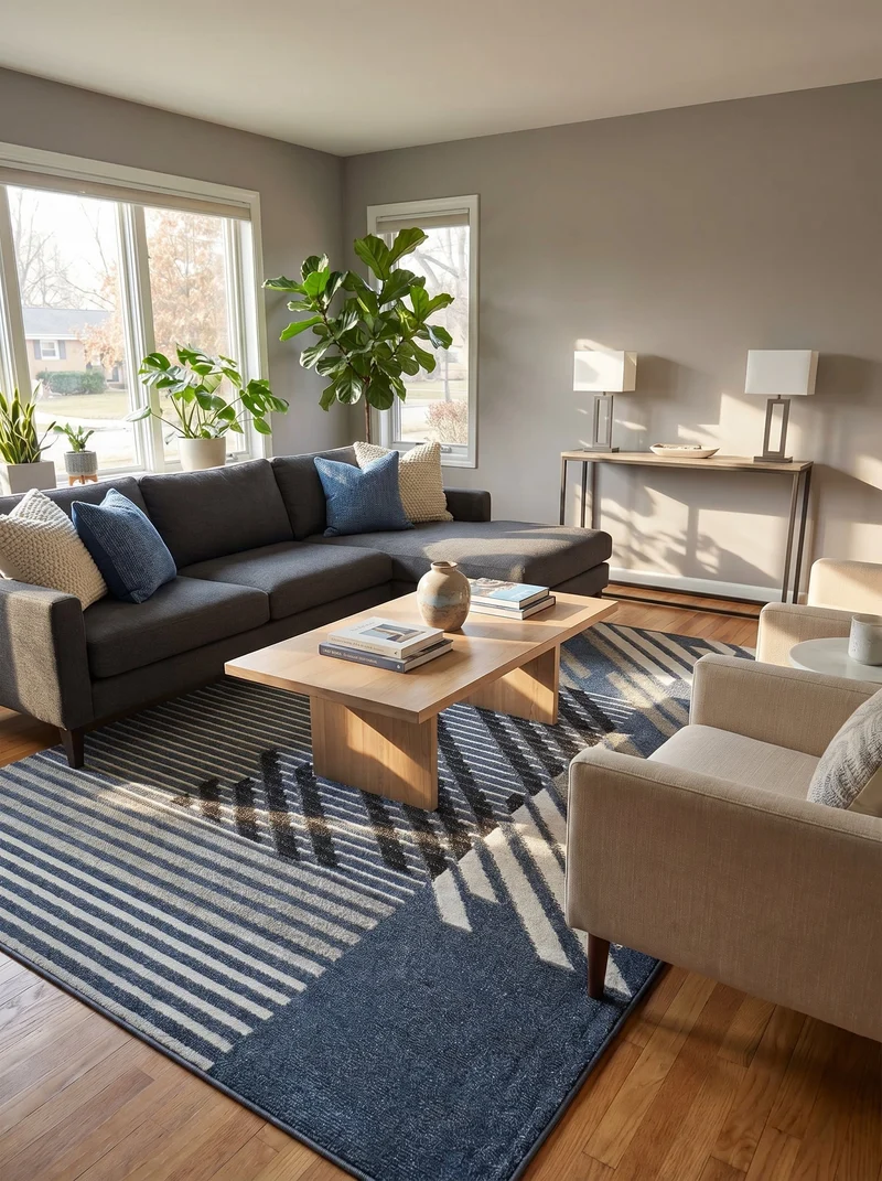 Tapis Design Bleu et Blanc - Fidelia