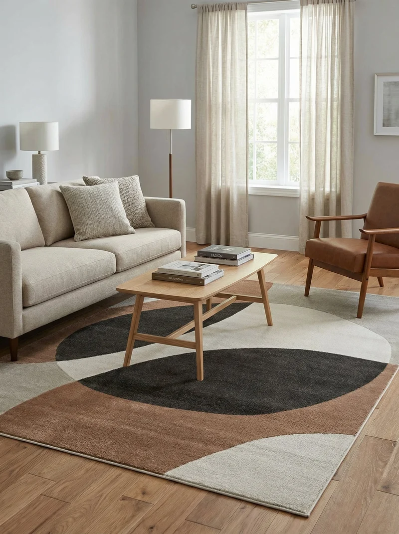 Tapis Design Terracotta et Gris - Caspien