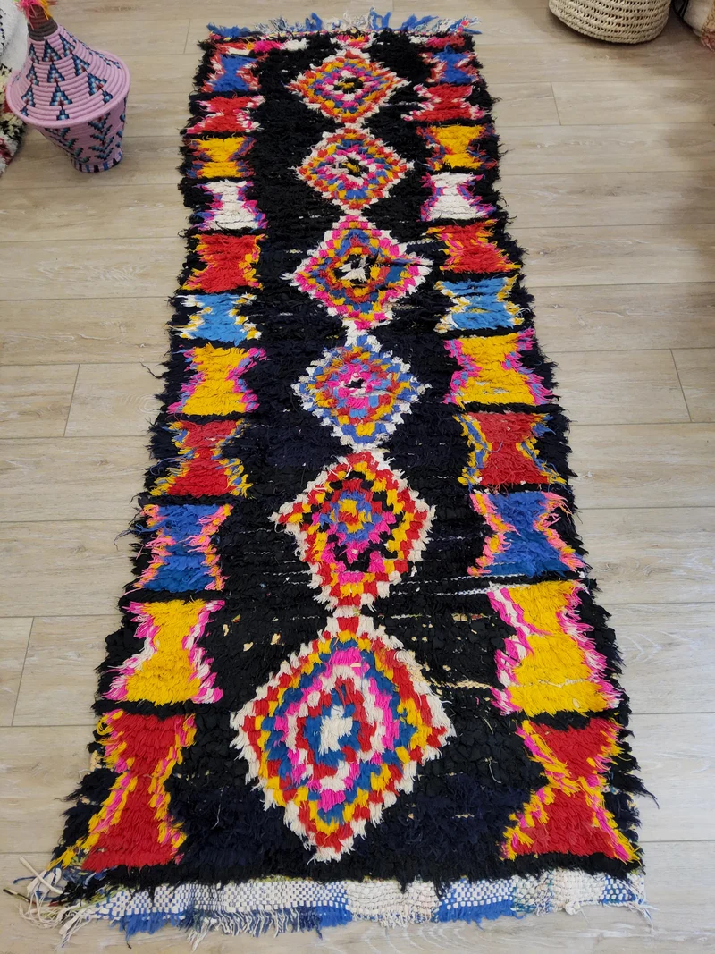 Tapis berbère - Boucherouite 2.17m x 0.77m