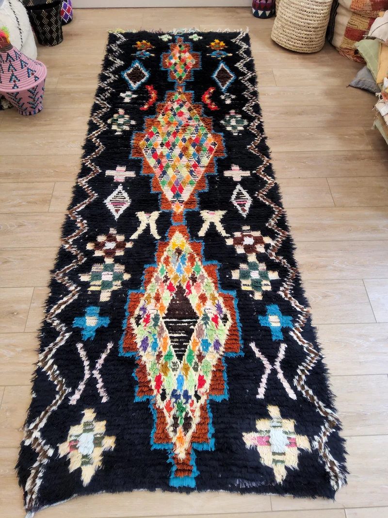 Tapis berbère - Boucherouite 2.54m x 0.87m