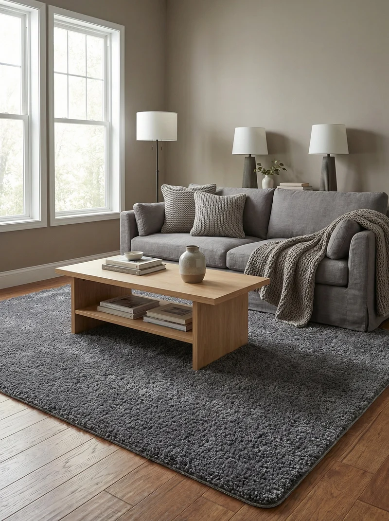 Tapis Lavable Shaggy Gris Anthracite - Sahel