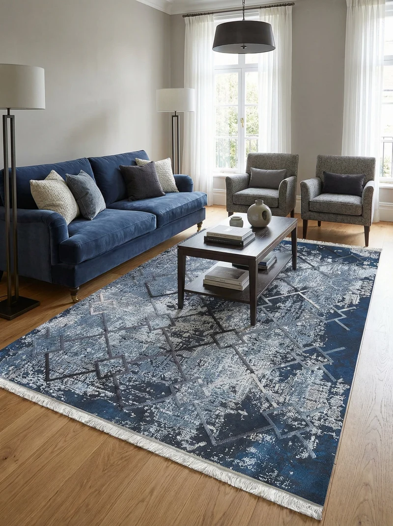 Tapis Lavable Vintage Bleu - Vertigo