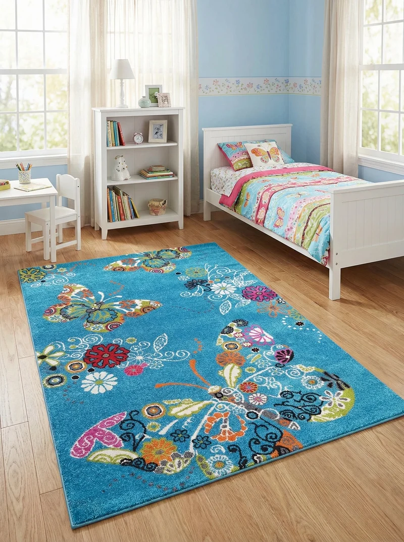 Tapis Enfant Papillons Bleu - Bambino N°2